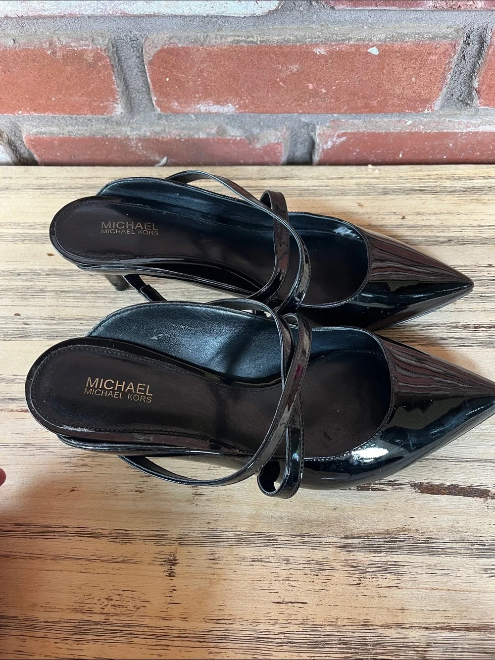 Michael Kors Black Patent Pointed  Kitten Heel Geneva